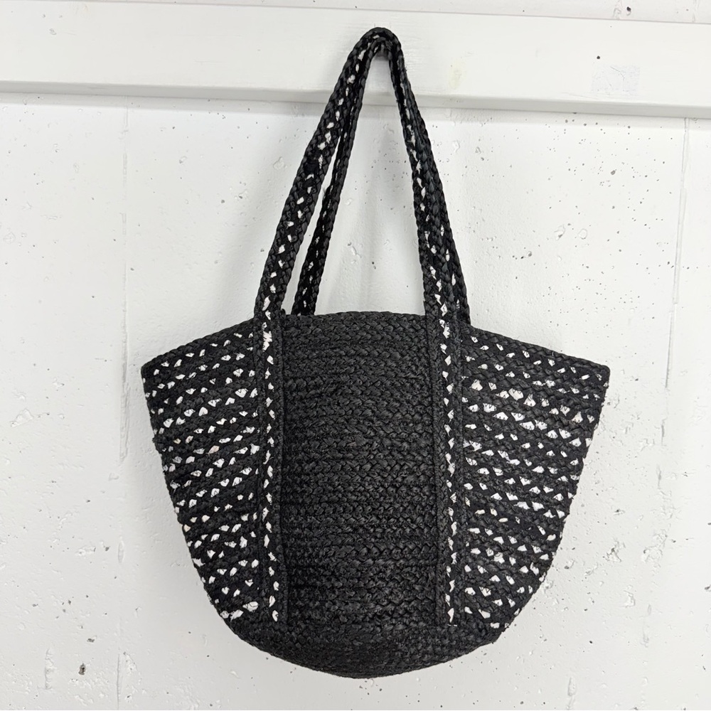 Shiraleah Bettina Black & White Jute Tote Bag